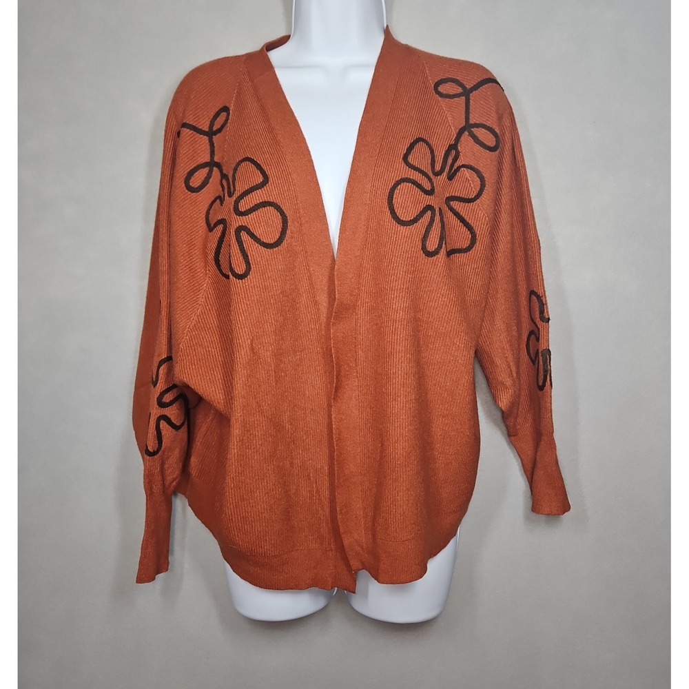 Aaeda Womens Rust Orange Open Front Dolman Sleeve Cardigan Size Large